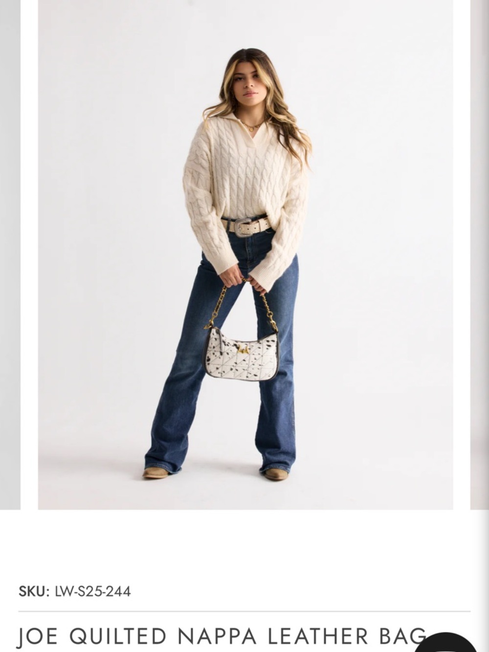 Loyal West Crossbody Black & White Cowhide Crossbody Bag with Gold Hardware NWT - Picture 5 of 9